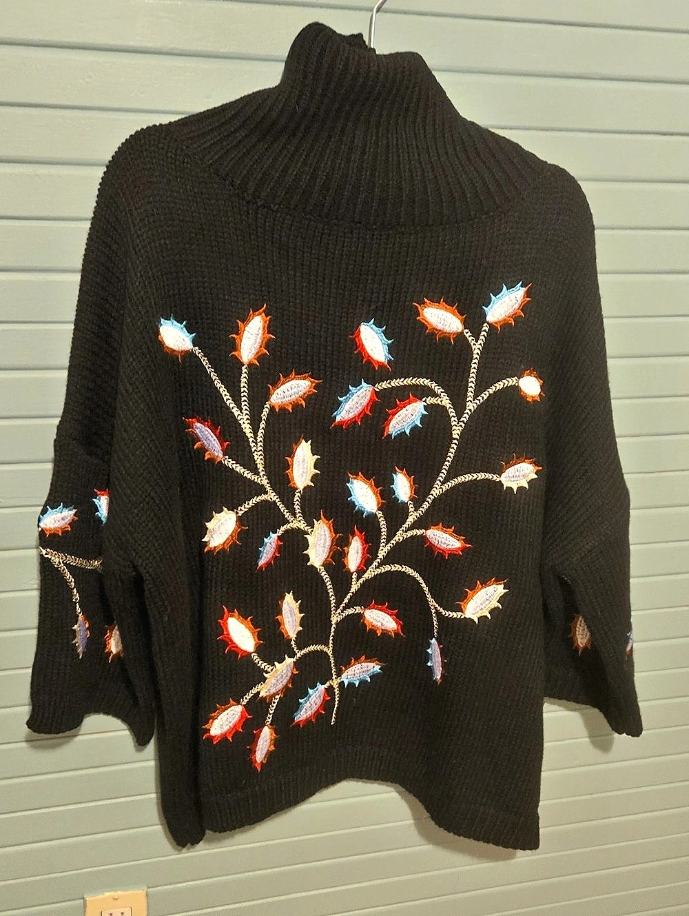Buykud Black Embroidered Turtleneck Sweater Like New